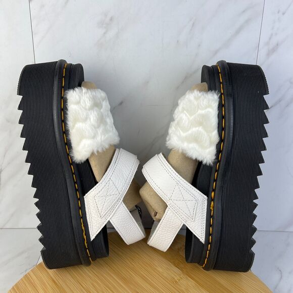 NEW Dr. Doc Martens Voss Quad Fluffy Womens Size 7 Black White Platform Sandals - Picture 5 of 8